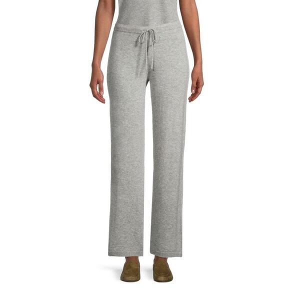 Sofia Cashmere Wide Leg Cashmere Drawstring Pants Grey Size Large Comfort - Picture 1 of 8